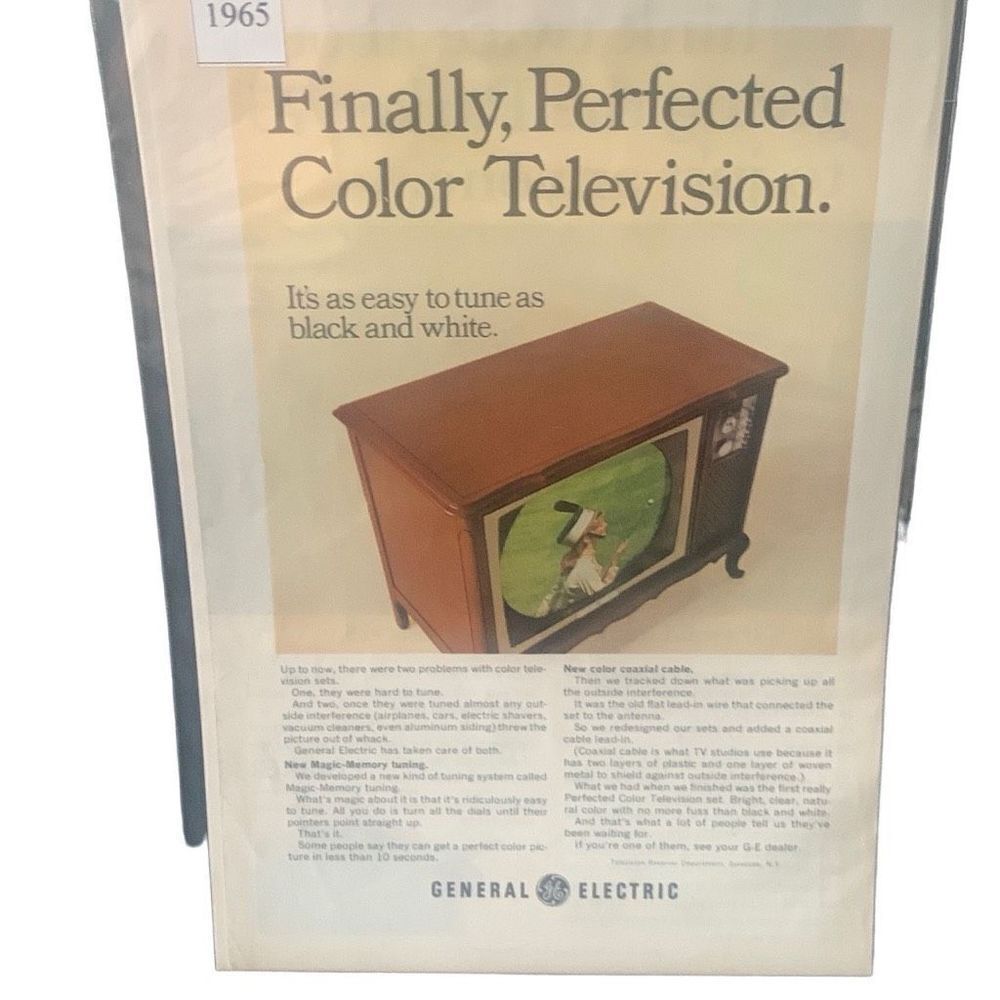 Vintage 1965 General Electric Perfected Color Television Ad Advertisement